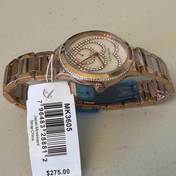 Michael Kors MK3605 Rose Gold Crystal Heart Watch NWT
